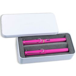 LAMY - LAMY SAFARİ DOLMA + ROLLER KALEM SETİ PEMBE (METAL KUTULU)